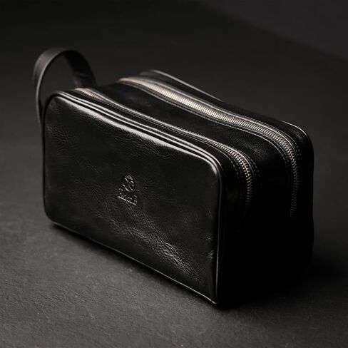 Time Resistance Leather Cosmetic Bag Toiletry Italian Classy Dopp Kit in Kuwait