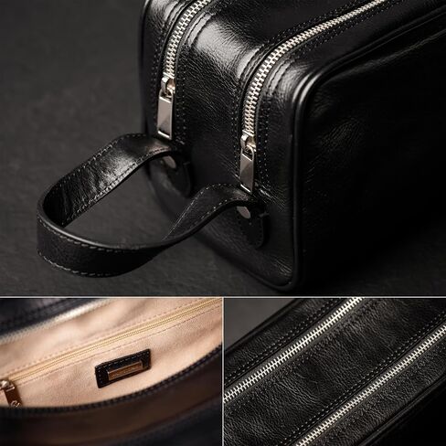 Time Resistance Leather Cosmetic Bag Toiletry Italian Classy Dopp Kit in Kuwait