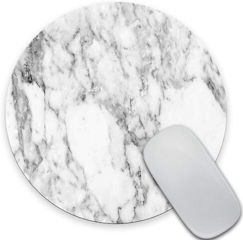 SSOIU White Marble Round Mouse Pad Cute Mat Grey Circular Mouse Pads 7.87X7.87 Inch (200mmX200mmX3mm) in Kuwait