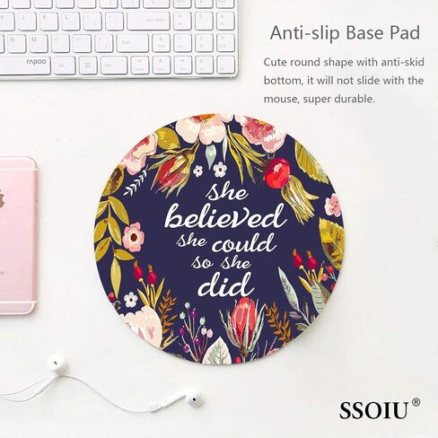SSOIU White Marble Round Mouse Pad Cute Mat Grey Circular Mouse Pads 7.87X7.87 Inch (200mmX200mmX3mm) in Kuwait