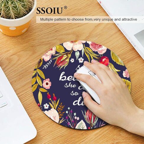 SSOIU White Marble Round Mouse Pad Cute Mat Grey Circular Mouse Pads 7.87X7.87 Inch (200mmX200mmX3mm) in Kuwait