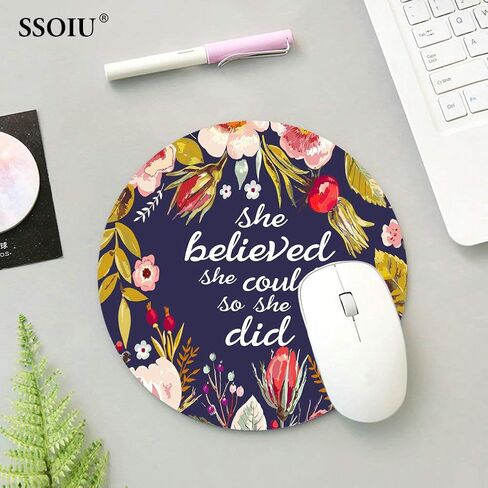 SSOIU White Marble Round Mouse Pad Cute Mat Grey Circular Mouse Pads 7.87X7.87 Inch (200mmX200mmX3mm) in Kuwait