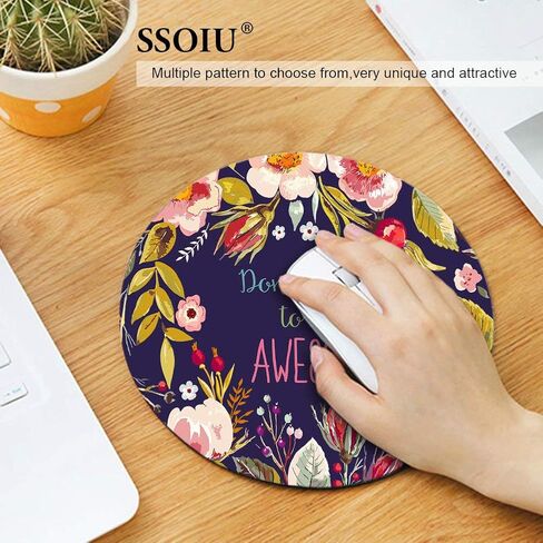 SSOIU White Marble Round Mouse Pad Cute Mat Grey Circular Mouse Pads 7.87X7.87 Inch (200mmX200mmX3mm) in Kuwait