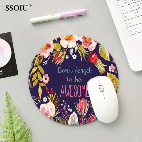 SSOIU White Marble Round Mouse Pad Cute Mat Grey Circular Mouse Pads 7.87X7.87 Inch (200mmX200mmX3mm) in Kuwait
