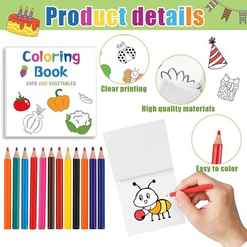 5 Pcs Mini Coloring Books with 12 Mini Pencils Variety Pack Pocket Size Small Coloring Books Gifts for Adult Coworkers Travel in Kuwait