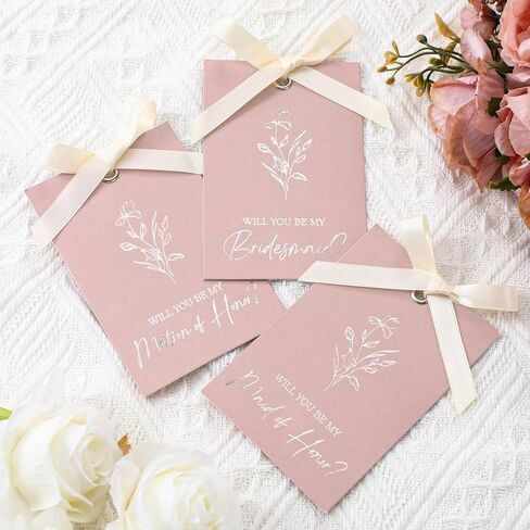 11 Pcs Bridesmaid Proposal Card with Ribbon Bow Floral Metallic Bridal Gift 8 Will You Be My Bridesmaid 2 Maid of Honor 1 Matron of Honor Invitation for Wedding Bridal Shower (Sage Green Bow) in Kuwait