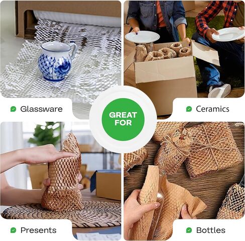 عبوة IDL الأصلية HexcelWrap Honeycomb Packing Kraft Paper 15.25 "× 300 'لفة في مربع مكتسب ذاتيًا ، أبيض - أول تصميم ورق متشابك حاصل على براءة اختراع للشحن in Kuwait