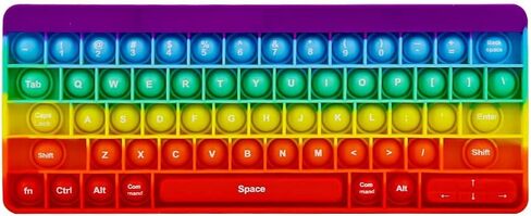 دفع لعبة Pop Pop Bubble Toys Sensory Push It Pop Toys Toys Rainbow Keyboard شكل لوحة مفاتيح قوس قزح ، والسيليكون البوب ​​Popper Toy Toy Relief Relief Autism Materials Game Game For Kids (Rainbow) in Kuwait