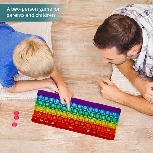 دفع لعبة Pop Pop Bubble Toys Sensory Push It Pop Toys Toys Rainbow Keyboard شكل لوحة مفاتيح قوس قزح ، والسيليكون البوب ​​Popper Toy Toy Relief Relief Autism Materials Game Game For Kids (Rainbow) in Kuwait
