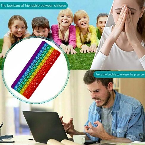 دفع لعبة Pop Pop Bubble Toys Sensory Push It Pop Toys Toys Rainbow Keyboard شكل لوحة مفاتيح قوس قزح ، والسيليكون البوب ​​Popper Toy Toy Relief Relief Autism Materials Game Game For Kids (Rainbow) in Kuwait