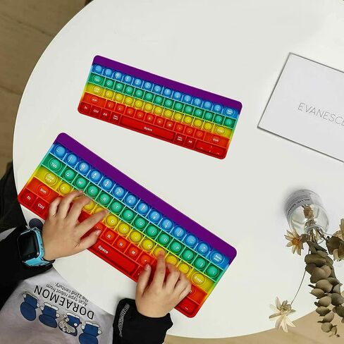 دفع لعبة Pop Pop Bubble Toys Sensory Push It Pop Toys Toys Rainbow Keyboard شكل لوحة مفاتيح قوس قزح ، والسيليكون البوب ​​Popper Toy Toy Relief Relief Autism Materials Game Game For Kids (Rainbow) in Kuwait