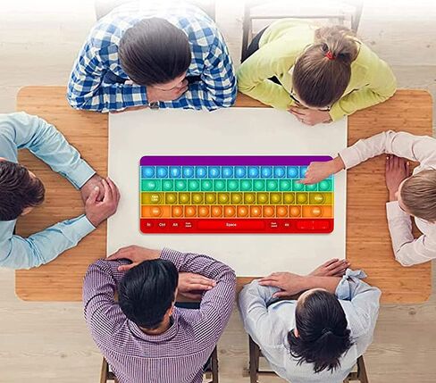 دفع لعبة Pop Pop Bubble Toys Sensory Push It Pop Toys Toys Rainbow Keyboard شكل لوحة مفاتيح قوس قزح ، والسيليكون البوب ​​Popper Toy Toy Relief Relief Autism Materials Game Game For Kids (Rainbow) in Kuwait