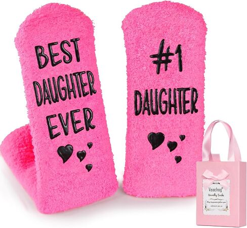 Funny Mom Socks Fuzzy, Best Mom Ever Gifts - #1 Mom Christmas Gifts for Mom Gifts from Daughter Son, Holiday Xmas Happy Birthday Gifts for Mom Wife, Presents for Mom Stocking Stuffers for Mom (Pink) in Kuwait