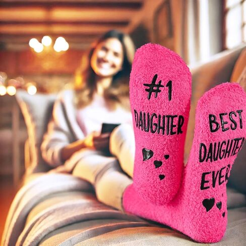 Funny Mom Socks Fuzzy, Best Mom Ever Gifts - #1 Mom Christmas Gifts for Mom Gifts from Daughter Son, Holiday Xmas Happy Birthday Gifts for Mom Wife, Presents for Mom Stocking Stuffers for Mom (Pink) in Kuwait