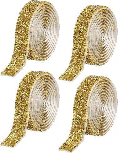uxcell 4 Yards Resin Rhinestone Ribbon, Self-Adhesive Bling Crystal Ribbon Strips for Wedding Birthday Party DIY Crafts Decorations, Black in Saudi Arabia