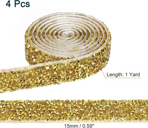 uxcell 4 Yards Resin Rhinestone Ribbon, Self-Adhesive Bling Crystal Ribbon Strips for Wedding Birthday Party DIY Crafts Decorations, Black in Saudi Arabia