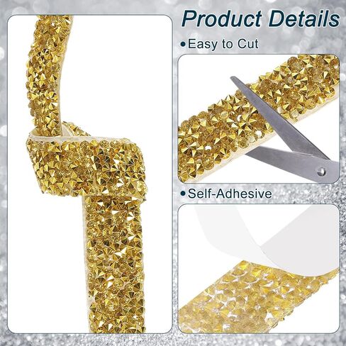 uxcell 4 Yards Resin Rhinestone Ribbon, Self-Adhesive Bling Crystal Ribbon Strips for Wedding Birthday Party DIY Crafts Decorations, Black in Saudi Arabia