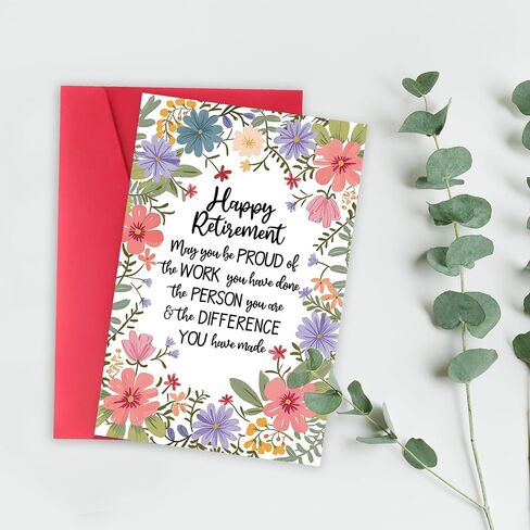 Funny Retirement Card, Best Farewell Gift for Coworkers, Teachers, Nurses & Friends, Blank Inside, Multicolor Cartoon Design, 8x5.3 inches in Saudi Arabia