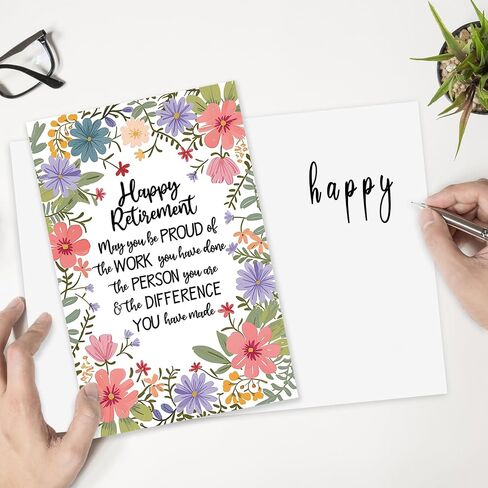 Funny Retirement Card, Best Farewell Gift for Coworkers, Teachers, Nurses & Friends, Blank Inside, Multicolor Cartoon Design, 8x5.3 inches in Saudi Arabia