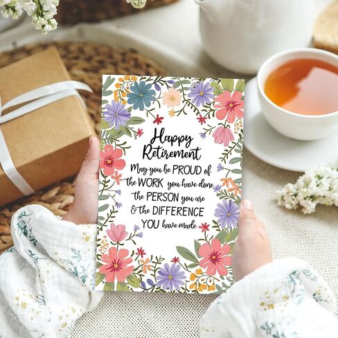 Funny Retirement Card, Best Farewell Gift for Coworkers, Teachers, Nurses & Friends, Blank Inside, Multicolor Cartoon Design, 8x5.3 inches in Saudi Arabia