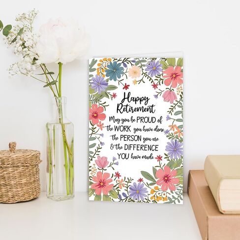 Funny Retirement Card, Best Farewell Gift for Coworkers, Teachers, Nurses & Friends, Blank Inside, Multicolor Cartoon Design, 8x5.3 inches in Saudi Arabia