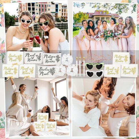 42 Pcs Bridesmaid Proposal Gifts, Maid of Honor Gift, Bridesmaid Proposal Box Invited Cards Makeup Bags Knot Bracelets Hair Scrunchies Diamond Pens Heart Sunglasses for Wedding Bridesmaid Gifts (White) in Kuwait