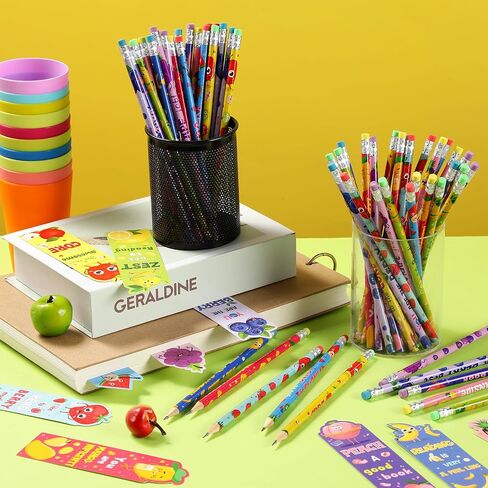 Ctosree 60 Sets Inspirational Scented Pencils and Bookmark Sets Fruit Scented Graphite Pencils Bulk Scratch and Sniff Book Marks Motivational Gifts for Kids Students Classroom Prizes Party Favors in Saudi Arabia