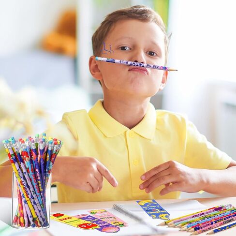 Ctosree 60 Sets Inspirational Scented Pencils and Bookmark Sets Fruit Scented Graphite Pencils Bulk Scratch and Sniff Book Marks Motivational Gifts for Kids Students Classroom Prizes Party Favors in Saudi Arabia
