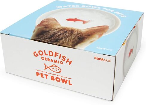 Suck UK - Goldfish Cat Bowl | Novelty Cat Water Bowl | Cats Food & Dog Food Dish | Non Slip Ceramic Pot | Pet Accessories | Feeding & Watering Supplies in Saudi Arabia