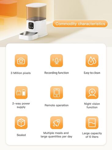Automatic Cat Feeder with Camera - HD Video with Night Vision, 2.4G WiFi Pet Feeder with 2-Way Audio, Food Treat Dispenser for Cat & Dog, with APP Control and Timer, 6L Automatic Cat Feeder in Saudi Arabia