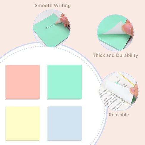 BAYTORY 120 Sheets Sticky Notes, 3 x 3 Inches, Colored Self-Stick Notes, Aesthetic Sticky Pads, Office & School Study Supplies (Blue Series) in Kuwait