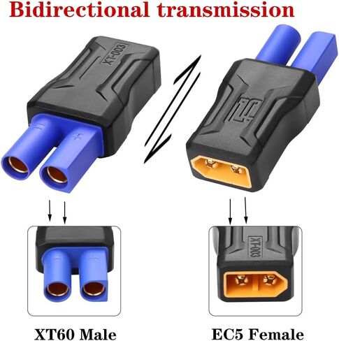 2pcs جديد تم ترقيته XT60 موصل EC5 Connector XT60 ذكر إلى EC5 أنثى الموصل XT60 تمديد محطة كابل التمديد ، قم بتوصيل محول بطارية RC ، سيارات RC ، القوارب ، نماذج الهواء in Kuwait