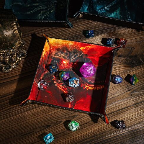 PU Leather DND Dice Trays Portable Dice Rolling Tray Large D&D Dice Storage Tray for Desktop Storage and RPG Board Games in Saudi Arabia