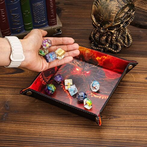 PU Leather DND Dice Trays Portable Dice Rolling Tray Large D&D Dice Storage Tray for Desktop Storage and RPG Board Games in Saudi Arabia