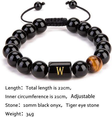 FRG Initials Bracelets for Men Letter Link Handmade Natural Black Onyx Tiger Eye Stone Beads Braided Rope Meaningful Bracelet in Saudi Arabia