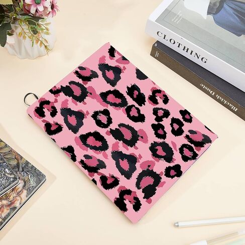 CRASPIRE LEOPARD COVER COVER PINK قابلة للغسل القابلة لإعادة الاستخدام الكبير من النايلون واقي محمول مرن تلوين مناسبة ل 9 × 11 بوصة الكتب الفصول الدراسية in Saudi Arabia