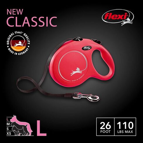 Flexi New Classic Tape مقود قابل للسحب ، أحمر ، كبير/26 ' in Kuwait