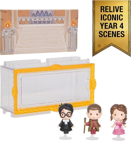 Wizarding World Harry Potter ، Micro Magical Moments Year 4 Figure مع Harry و Hermione و Viktor Krum & Display Case و Kids Toys للأعمار 6 وما فوق in Kuwait