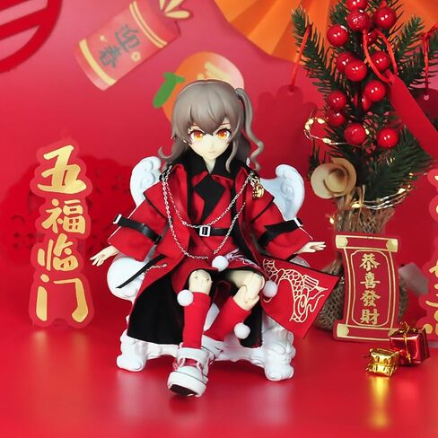 YMY New Year Red Set OB11 Bjd GSC 1/12 Scale Doll Clothes Cute Accessories Gift（Boy-S） in Saudi Arabia