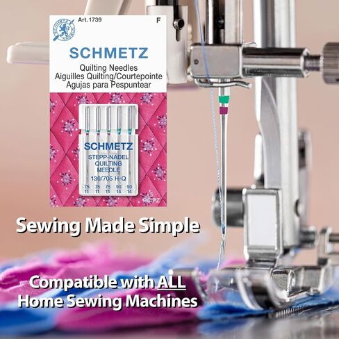SCHMETZ Quilting Needles - Assorted Sizes - 3-75/11, 2-90/14, 5-Needle Cards, Pack of 5 in Kuwait