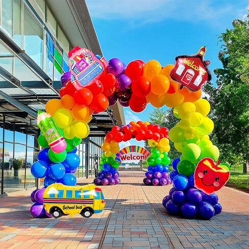 Kozee back to school balloon garland arch kit 120pcs with apple school bus classroom pencil mylar balloon for back to school kid Birthday party decorations in Saudi Arabia