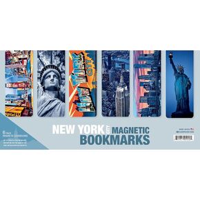 Set of 6 Large New York Magnetic Bookmarks with Soft Touch Silky Smooth Coating. Made in USA
