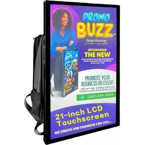 21-inch LCD Video Advertising Backpack,1920 * 1080 Resolution Ratio, Human Walking Backpack Digital Billboard (Mobile Version+Touch Screen)