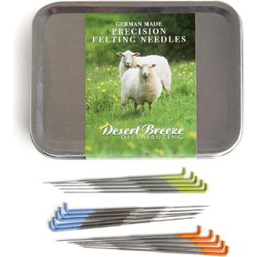 Precision Wool Felting Needles - German Made - High Carbon Steel Felting Needles - Needle Felting Kit Beginner - Color Coded - Gauges 36 Star - 38 Star and 40 Spiral - Metal Storage - 5 of Each