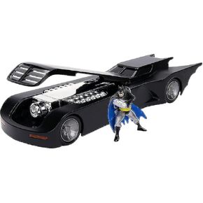 DC Comics 1:24 Batman Animated Series Batmobile Die-cast Car with 2.75" Batman Figure, Toys for Kids and Adults,Black