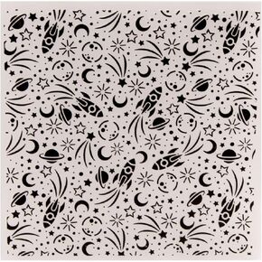 Arbuya Space Rocket Plastic Embossing Folder (5.9"x5.9''| Rockets Pattern) Paper Crafts Plastic Moon Star Textured Impressions for Card Making Scrapbooking