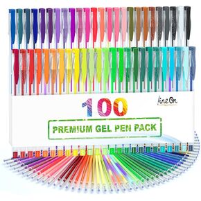 100 Pack Gel Pens Set, 50 Colors Gel Pens with 50 Refills Gel Pen Set for Adult Coloring Books Drawing Doodling Art Markers