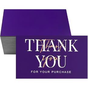 RXBC2011 Purple Thank You Cards 2x3.5 Inches Pack of 100 Gold Script Detail