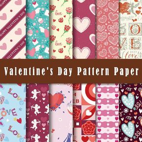 36 Sheets Valentine's Day Scrapbook Paper, 6" x 6" Valentine's Day Decorative Paper Cardstock Art Craft Paper for Valentine Birthday Wedding Card Making Photo Album Crafts, Style 1