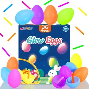 MGparty 72 Easter Glow Eggs with 108 Mini Glow Sticks for Kids Glow-in-The-Dark Easter Egg Hunt, Easter Basket Stuffers Fillers, Party Favors, Classroom Prizes, and Game Supplies